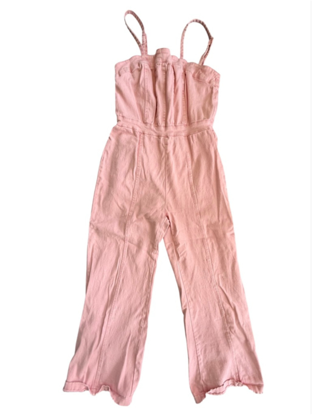 Pink Denim Corset Bodice Wide Leg Jumpsuit Size 6